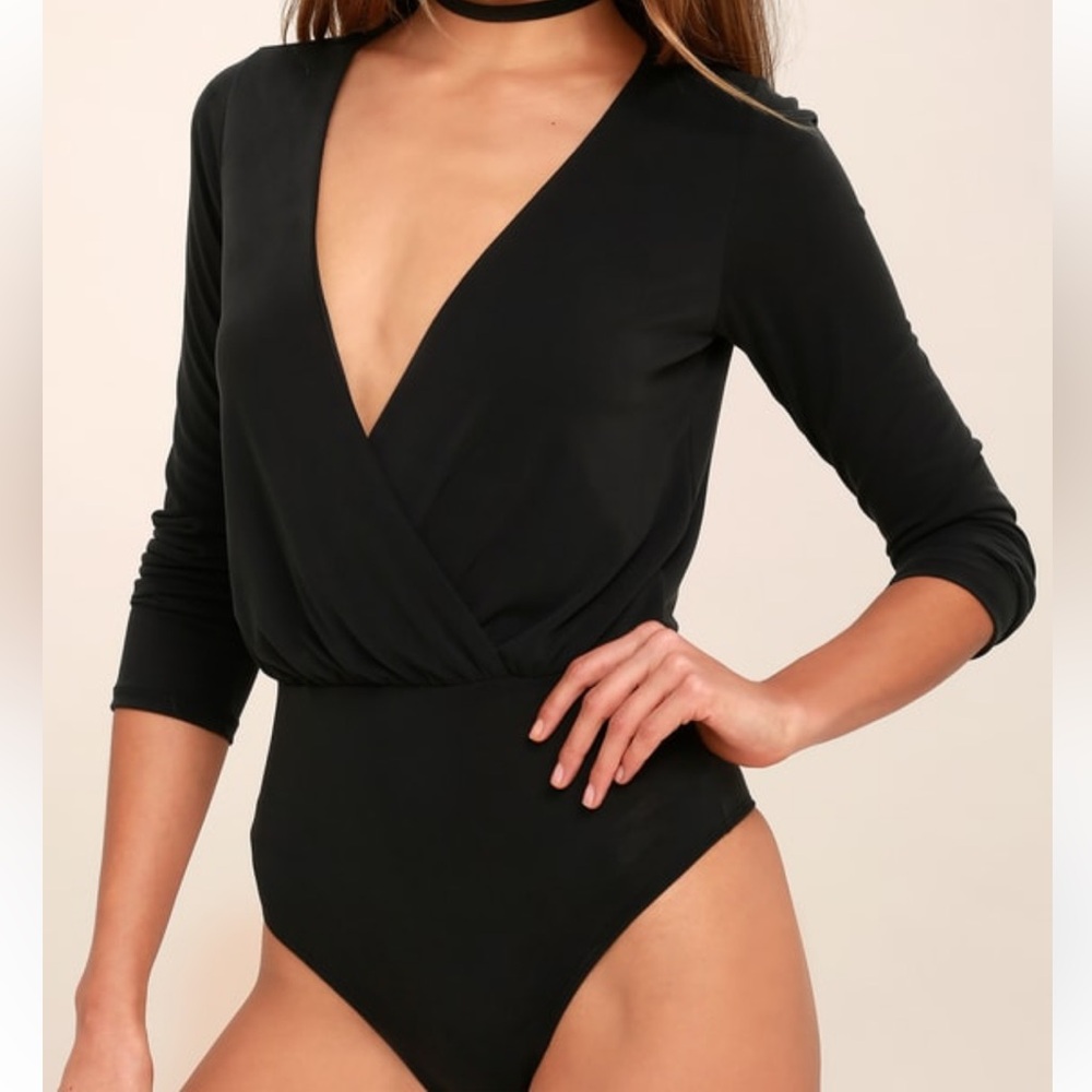 Lulus black long sleeve bodysuit